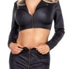 short jacket and mini skirt